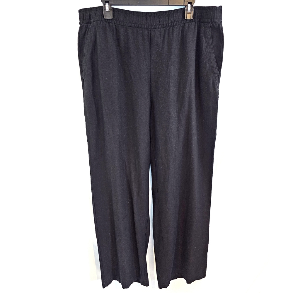 Old Navy Size XL Tall Black Wide Leg High Rise Linen Pants